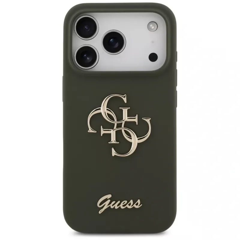 Guess Silicone Big 4G Script kotelo iPhone 17 Pro Max khaki