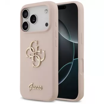 Guess Silicone Big 4G Script takakansi Apple iPhone 17 Pro - pinkki