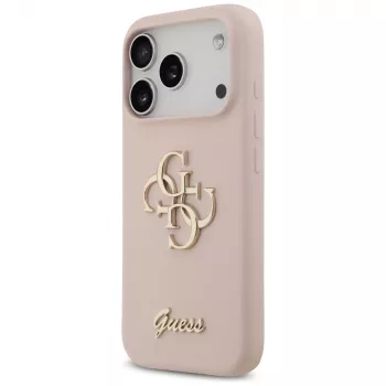 Guess Silicone Big 4G Script takakansi Apple iPhone 17 Pro - pinkki