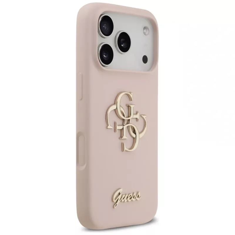 Guess Silicone Big 4G Script takakansi Apple iPhone 17 Pro - pinkki