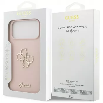 Guess Silicone Big 4G Script kotelo Apple iPhone 17 Pro Max - pinkki