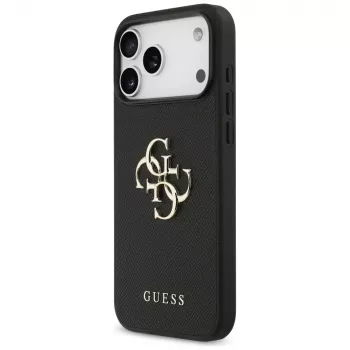 Guess Grained Big 4G & Classic Logo takakansi iPhone 17 Pro Max, musta