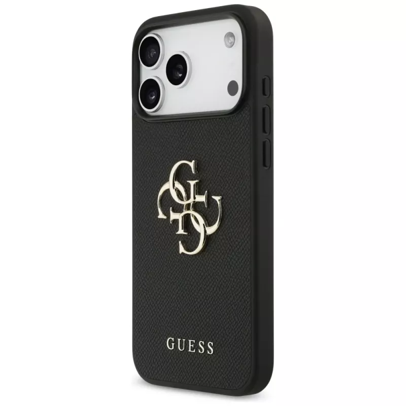 Guess Grained Big 4G & Classic Logo takakansi iPhone 17 Pro Max, musta