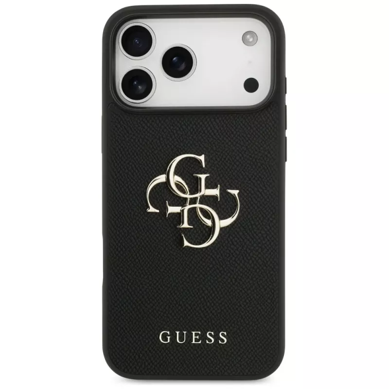 Guess Grained Big 4G & Classic Logo takakansi iPhone 17 Pro Max, musta