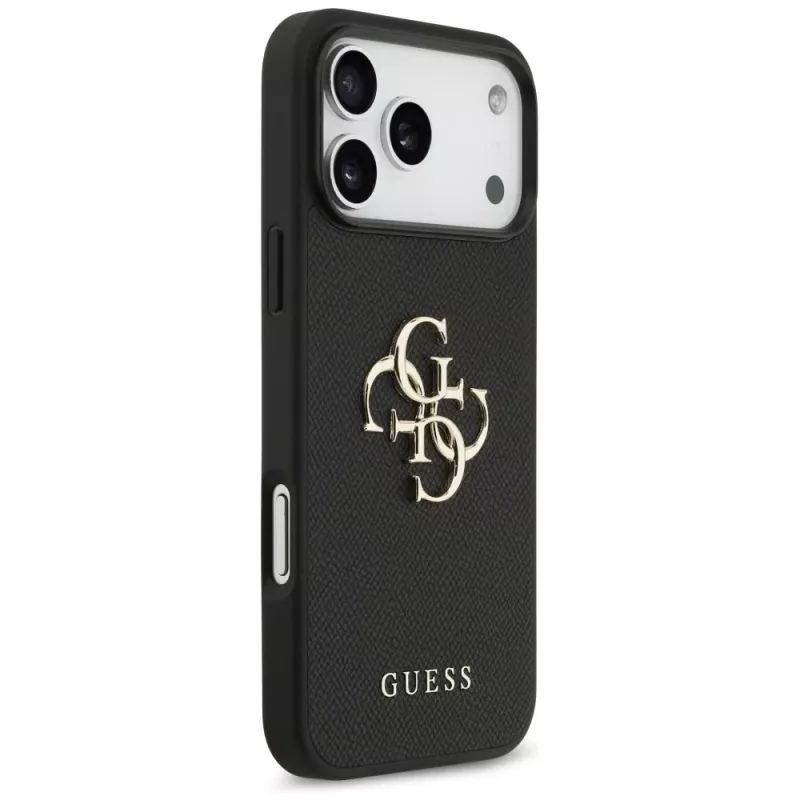 Guess Grained Big 4G & Classic Logo takakansi iPhone 17 Pro Max, musta