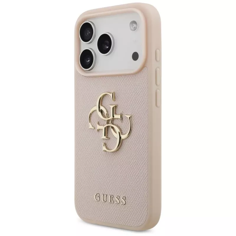 Guess Grained Big 4G & Classic Logo -kotelo iPhone 17 Pro pinkki