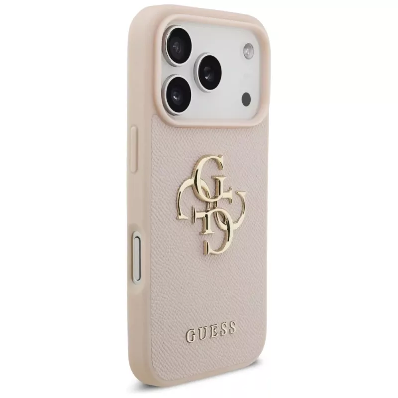 Guess Grained Big 4G & Classic Logo -kotelo iPhone 17 Pro pinkki