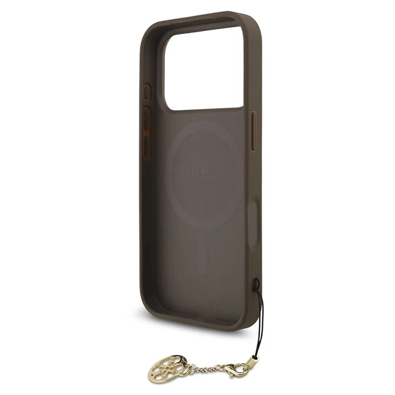 Guess 4G Charms Collection MagSafe -kotelo iPhone 17 Pro (ruskea)