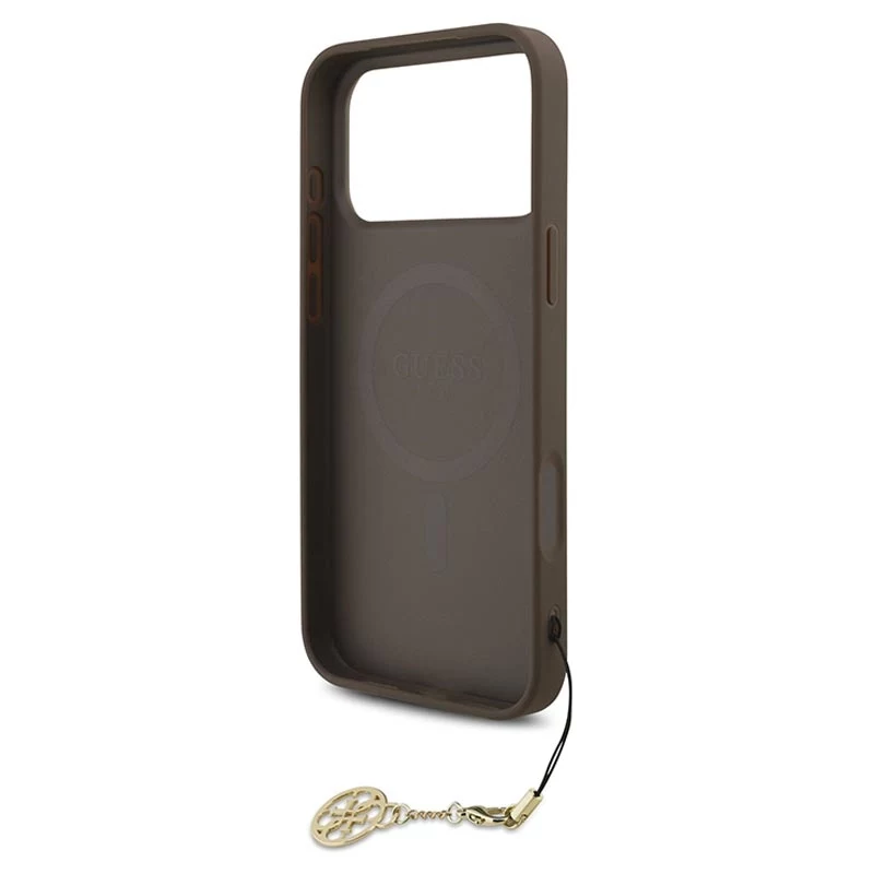 Guess 4G Charms Collection MagSafe -kotelo iPhone 17 Pro Max (ruskea)