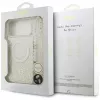 Guess IML Flowers Electro Pearl Strap MagSafe -kotelo iPhone 17 Pro Max valkoinen