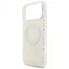 Guess IML Flowers Electro Pearl Strap MagSafe -kotelo iPhone 17 Pro Max valkoinen