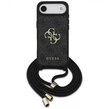 Guess 4G Big Logo Cord Strap Crossbody -kotelo iPhone Air, musta