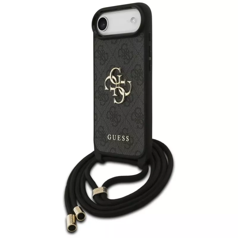 Guess 4G Big Logo Cord Strap Crossbody -kotelo iPhone Air, musta