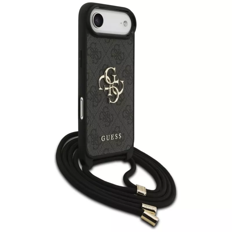 Guess 4G Big Logo Cord Strap Crossbody -kotelo iPhone Air, musta
