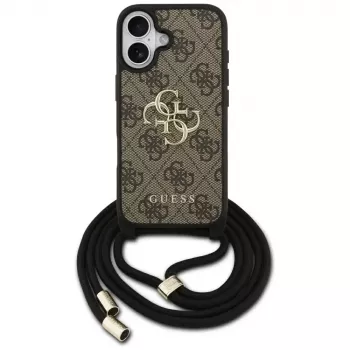 Guess 4G Big Logo Cord Strap Crossbody -kotelo iPhone 17 ruskea