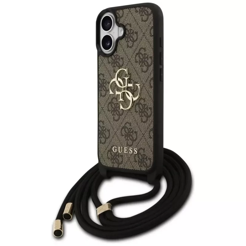 Guess 4G Big Logo Cord Strap Crossbody -kotelo iPhone 17 ruskea