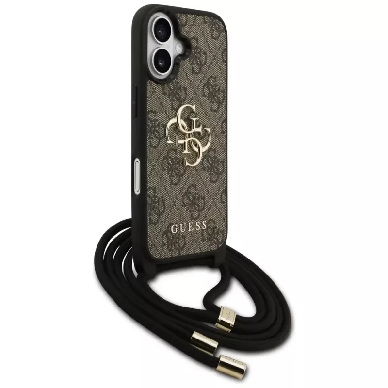 Guess 4G Big Logo Cord Strap Crossbody -kotelo iPhone 17 ruskea