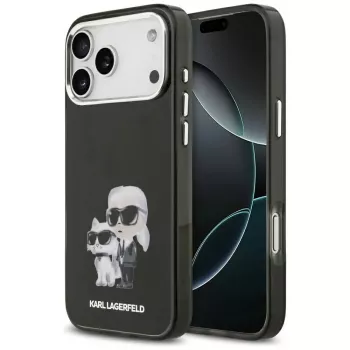 Karl Lagerfeld IML Aquarelle Karl & Choupette & Logo MagSafe -kotelo iPhone 17 Pro:lle (musta)