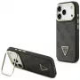Guess 4G PU Triangle Logo & Stand Camera Magsafe -kotelo iPhone 17 Pro:lle, musta