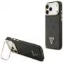 Guess 4G PU Triangle Logo & Stand Camera Magsafe -kotelo iPhone 17 Pro Max:lle, musta