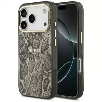 Guess Python Pattern MagSafe -kotelo iPhone 17 Pro:lle, ruskea