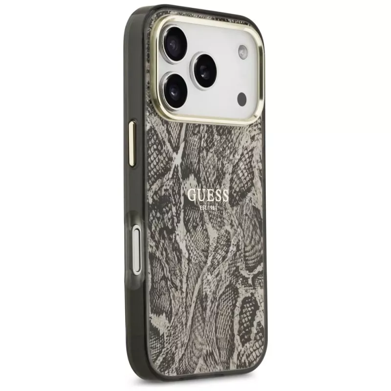 Guess Python Pattern MagSafe -kotelo iPhone 17 Pro:lle, ruskea