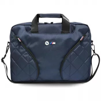 BMW Nylon Laptop Messenger Bag with Metal Logo, laivastonsininen, 16 inch