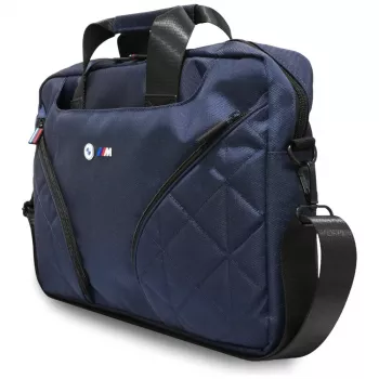 BMW Nylon Laptop Messenger Bag with Metal Logo, laivastonsininen, 16 inch
