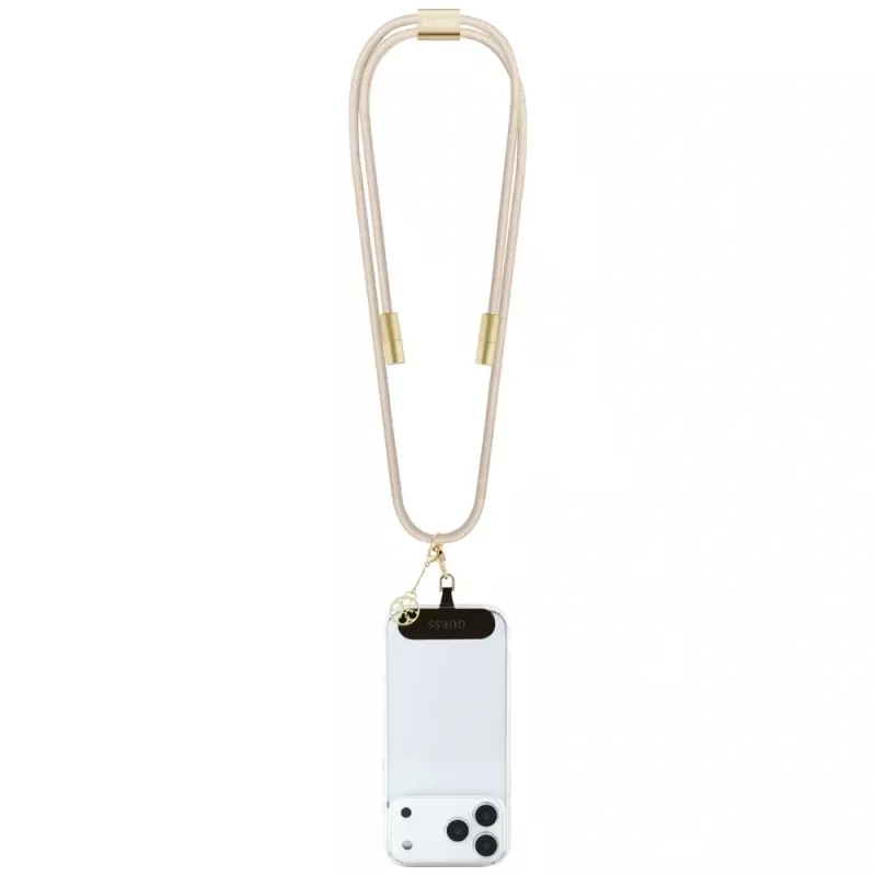 Guess Crossbody Strap 4G Charm - yleinen puhelinhihna / USB-C–USB-C-kaapeli 1,5 m (beige)