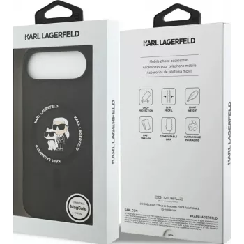 KARL LAGERFELD silikoninen Karl & Choupette Ring MagSafe -kotelo Apple iPhone Airille - musta