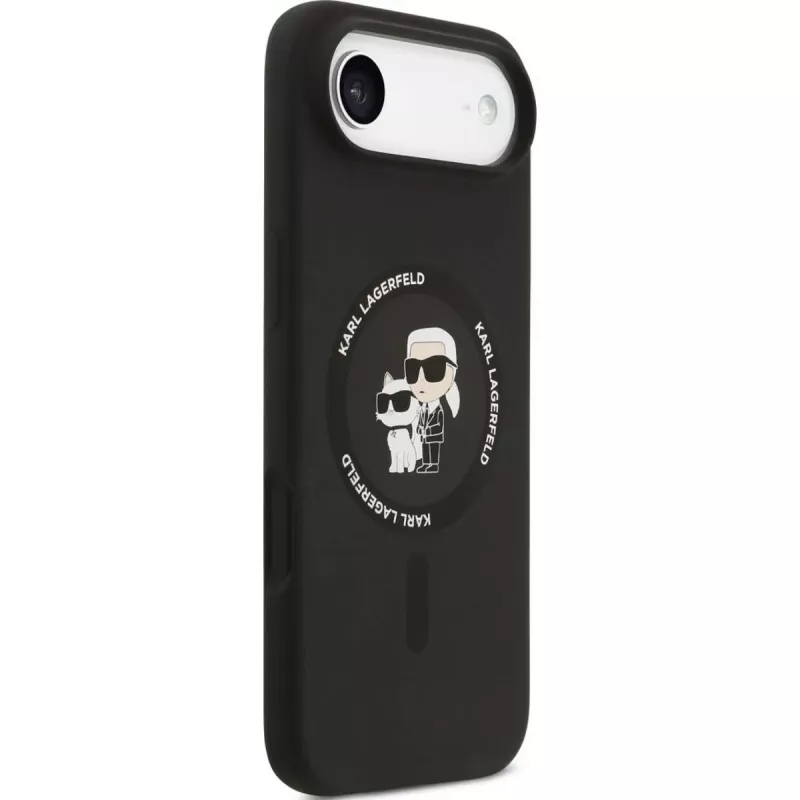 KARL LAGERFELD silikoninen Karl & Choupette Ring MagSafe -kotelo Apple iPhone Airille - musta