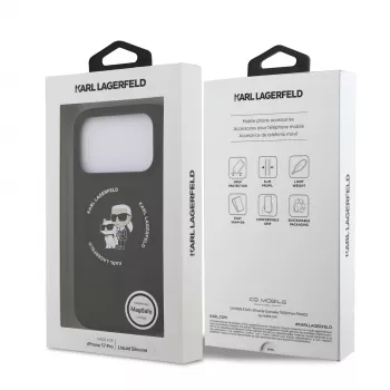KARL LAGERFELD silikoninen Karl & Choupette Ring MagSafe -kotelo Apple iPhone 17 Prolle, musta