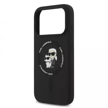 KARL LAGERFELD silikoninen Karl & Choupette Ring MagSafe -kotelo Apple iPhone 17 Prolle, musta