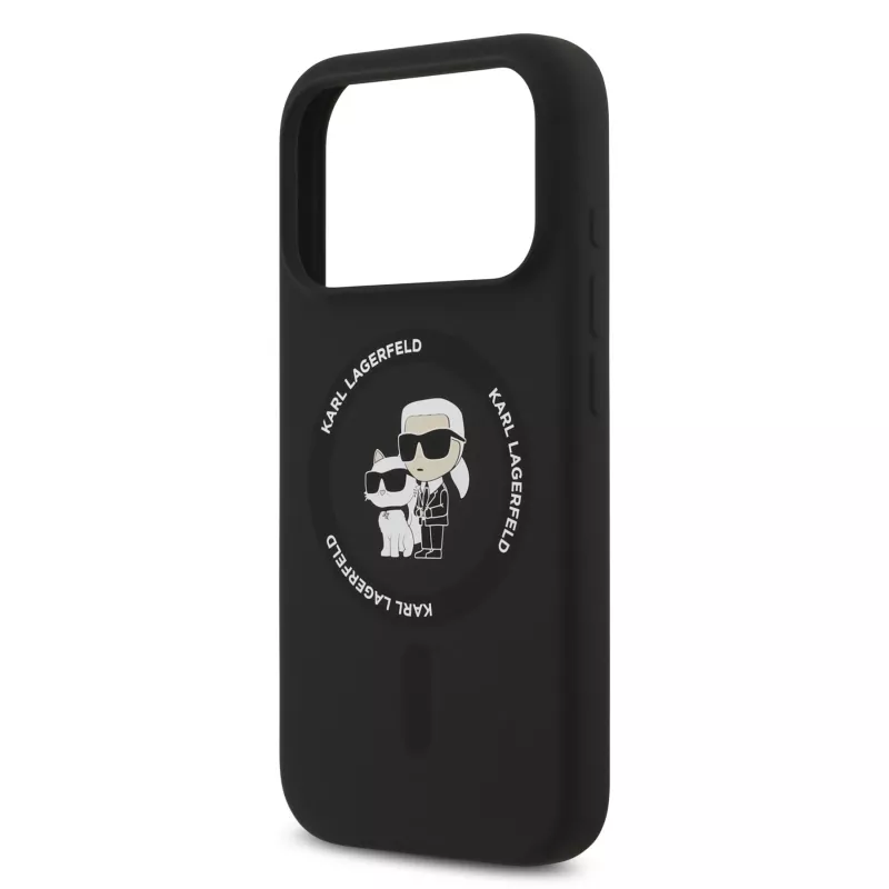 KARL LAGERFELD silikoninen Karl & Choupette Ring MagSafe -kotelo Apple iPhone 17 Prolle, musta