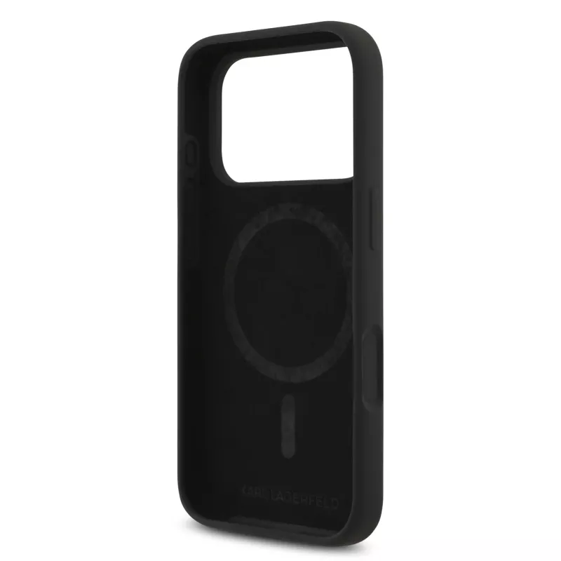 KARL LAGERFELD silikoninen Karl & Choupette Ring MagSafe -kotelo Apple iPhone 17 Prolle, musta