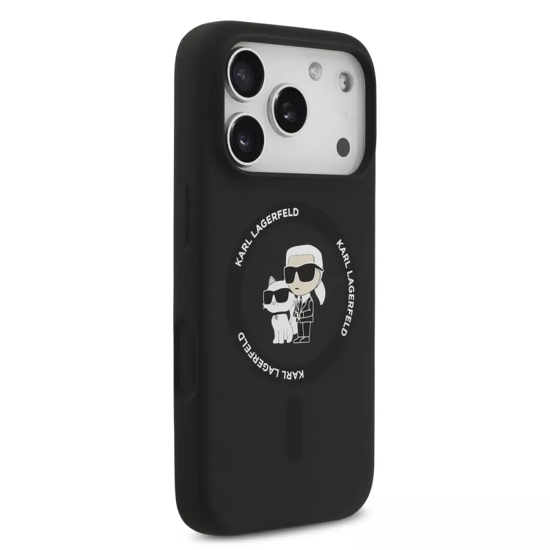 KARL LAGERFELD silikoninen Karl & Choupette Ring MagSafe -kotelo Apple iPhone 17 Prolle, musta
