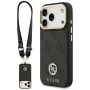 Guess 4G Strass Logo & Big Strap Metal Buttons MagSafe -kotelo iPhone 17 Prolle, musta