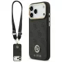 Guess 4G Strass Logo & Big Strap Metal Buttons MagSafe -kotelo iPhone 17 Pro Maxille, musta