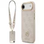 Guess 4G Strass Logo & Big Strap Metal Buttons MagSafe -kotelo iPhone Airille - pinkki
