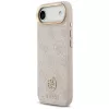 Guess 4G Strass Logo & Big Strap Metal Buttons MagSafe -kotelo iPhone Airille - pinkki