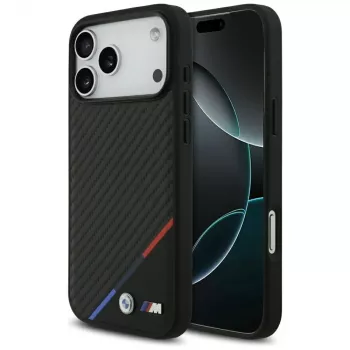 BMW M Carbon Tricolor Line MagSafe -kotelo iPhone 17 Pro Maxille, musta