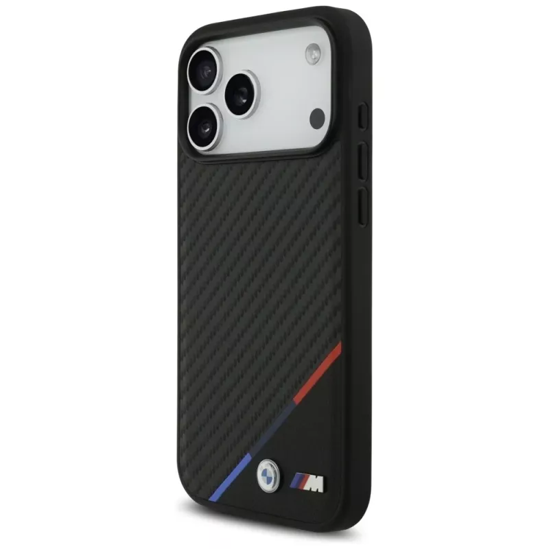BMW M Carbon Tricolor Line MagSafe -kotelo iPhone 17 Pro Maxille, musta