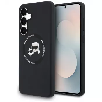 Karl Lagerfeld silikoninen Karl & Choupette Heads MagSafe -kotelo Samsung Galaxy S25 FE:lle, musta