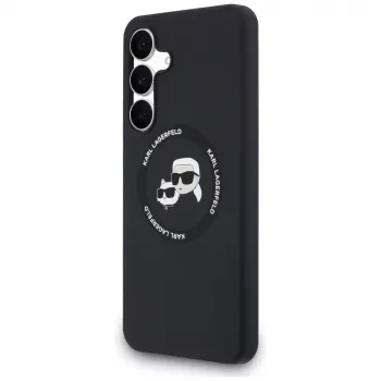 Karl Lagerfeld silikoninen Karl & Choupette Heads MagSafe -kotelo Samsung Galaxy S25 FE:lle, musta