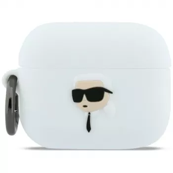KARL LAGERFELD Silicone Karl Head 3D -kotelo AirPods Pro 3:lle, valkoinen