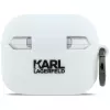 KARL LAGERFELD Silicone Karl Head 3D -kotelo AirPods Pro 3:lle, valkoinen