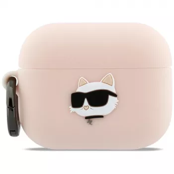 Karl Lagerfeld silikoni Choupette Head 3D -kotelo AirPods Pro 3, roosa