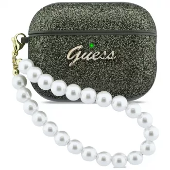 Guess Glitter Pearl Strap -kotelo AirPods Pro 3, khaki