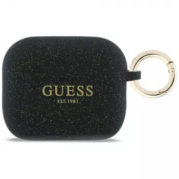 Guess silikoni Glitter Ring -kotelo AirPods Pro 3, musta