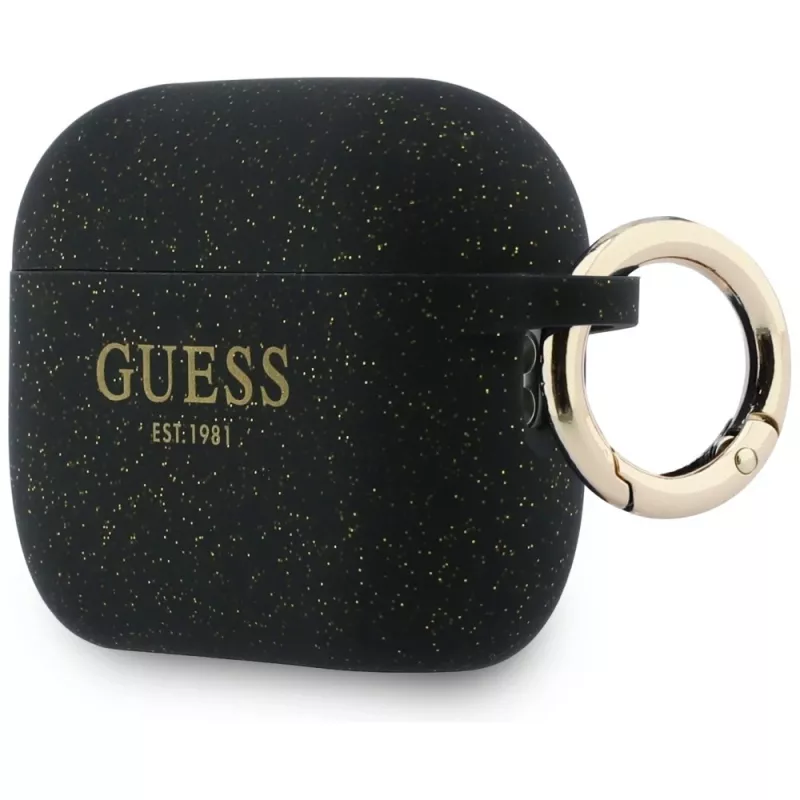 Guess silikoni Glitter Ring -kotelo AirPods Pro 3, musta